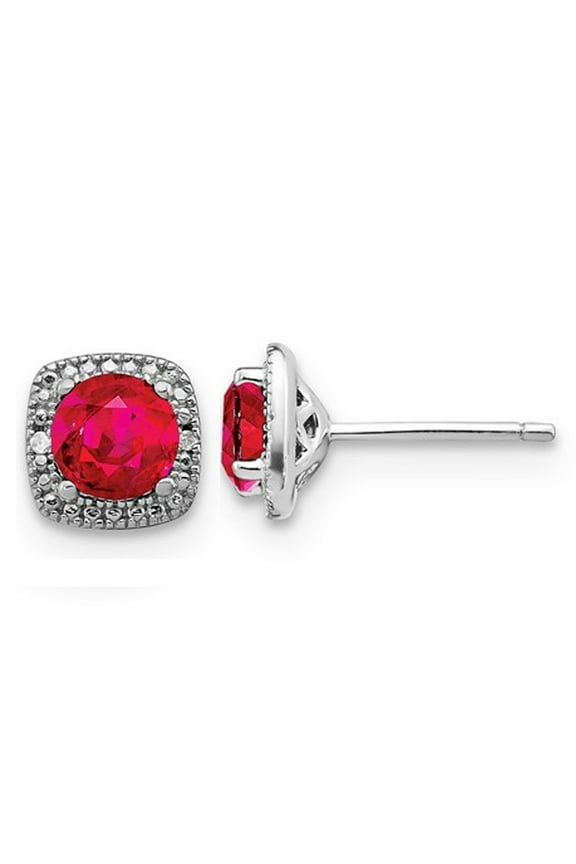2.20 Carat (Ctw) Lab-Created Ruby Stud Earrings in Sterling Silver