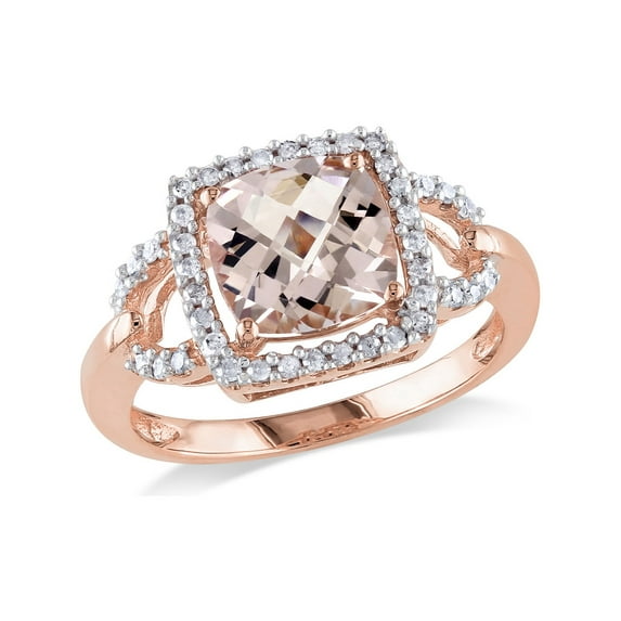 2.20 Carat (Ctw) Morganite and Diamond Ring in 10K Rose Gold