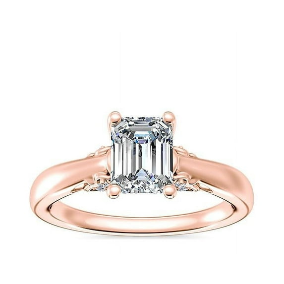 2.20 Carat Emerald Cut Moissanite (D/VVS1) Beautiful Engagement Ring for Girls in 18K Rose Gold Ring Size 5 by Diamond-Capitals