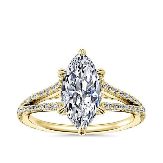 2.20 Carat Marquise Cut Moissanite Luxurious Anniversary Ring for Ladies Solid 18K Yellow Gold Size 7.5 by Diamond-Capitals