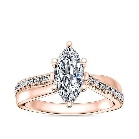 2.20 Carat Marquise Cut Wonderful (D/VVS1) Moissanite Diamond Ring for Proposal Gift in 18K Rose Gold Ring Size 4 by Diamond-Capitals