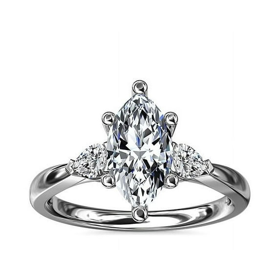 2.20 Carat Natural Attractive Marquise & Pear Cut Diamond Three Stone Emgagement Ring for Women Solid 950 Platinum (F-G/VS1) Size 3 by Diamond-Capitals
