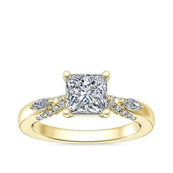 2.20 Carat Princess Cut Moissanite (D/VVS1) Gorgeous Ring for Proposal Gift Solid 14K Yellow Gold Ring Size 3.5 by Diamond-Capitals
