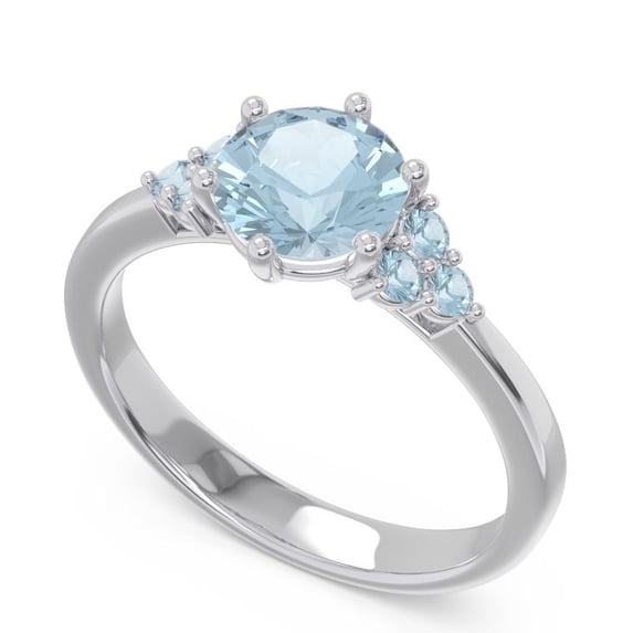 2.20 Carat Round Cut Aquamarine Gemstone Elegant Wedding Rings for her 18K White Gold Size 4 by Diamond-Capitals