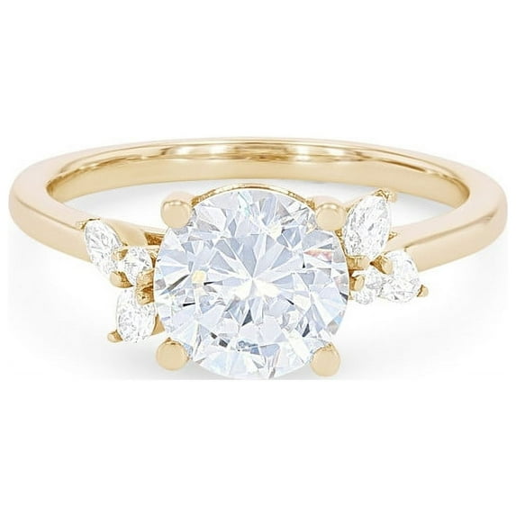 2.20 Carat Round Cut (D/VVS1) Moissanite Latest Design Wedding Ring for Fiancee Solid 18K Yellow Gold Size 4.5 by Diamond-Capitals