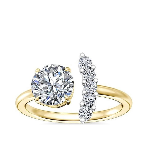 2.20 Carat Round Cut Moissanite Fancy Solitaire Anniversary Ring for Ladies Solid 14K Yellow Gold Size 9.5 by Diamond-Capitals