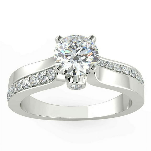 2.20 Carat Round Cut Moissanite Sparkle Diamond (D/VVS1) Ring for Engagement Solid 14K White Gold Size 7 by Diamond-Capitals