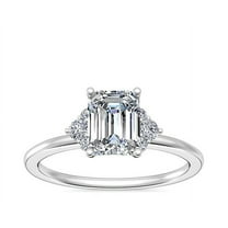 2.20 Carat Sparkle Emerald Cut Moissanite Halo Engagement Ring for her Solid 14K White Gold Size 7 by Diamond-Capitals