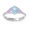 thumbnail image 1 of 2.20 Carat Unique Round Cut Aquamarine & Pink Sapphire Gemstone Engagment Ring for her 14K White Gold Size 3, 1 of 7