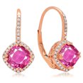 thumbnail image 1 of 2.20 Carat (ctw) 14K Rose Gold Cushion Cut Pink Sapphire & Round Cut White Diamond Ladies Halo Style Dangling Drop Earri, 1 of 1