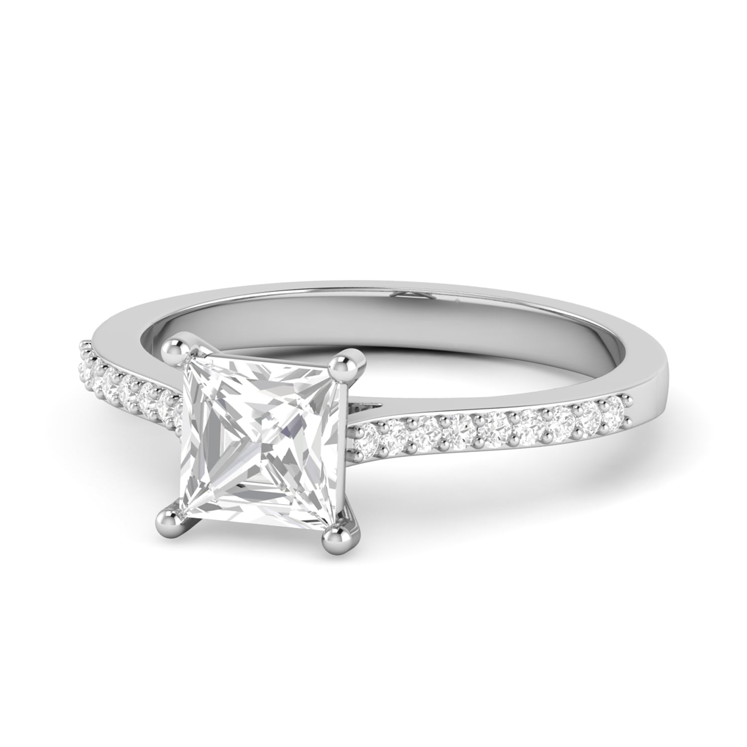 2.20 Ct Brilliant Princess Cut Diamond Engagement Rings for Women Solid 18K White Gold Size 8