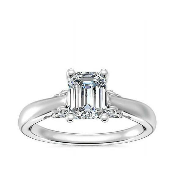 2.20 Ct Emerald Cut Moissanite (D/VVS1) Beautiful Bridal Ring for Women Solid 18K White Gold Ring Size 6 by Diamond-Capitals