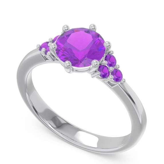 2.20 Ct Round Cut Amethyst Gemstone Shiny Engagement Ring for her Solid 14K White Gold Size 4 by Diamond-Capitals