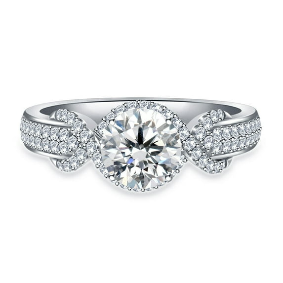 2.20 Cts Round Cut Moissanite Ring, Halo Set Round Moissanite Wedding Ring Round Engagement Ring Round Cut Ring Round Promise Ring