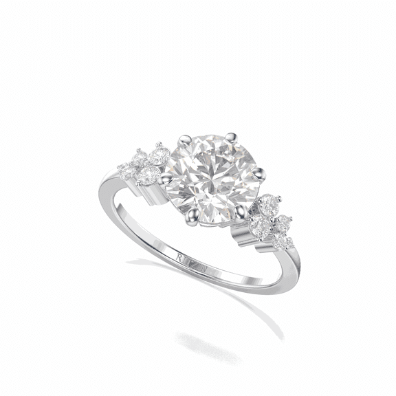 2.20 TCW Lab Grown Diamond Round Cut Cluster Engagement Ring 10K White Gold