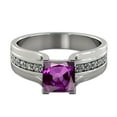 thumbnail image 1 of 2.20 ctw Amethyst Ring with Diamonds 14K White Gold Bridge Channel set Princess, 1 of 7