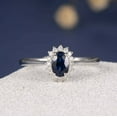 thumbnail image 1 of 2.20Ct Oval Cut Lab Created Blue Sapphire Engagement Ring 14k White Gold Plated, 1 of 4