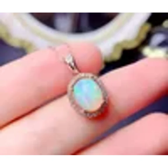 2.20Ct Oval Cut Lab-Created Fire Opal Halo Pendant Rose Gold Plated 18" Chain