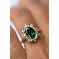 2.20Ct Oval Cut Lab Created Green Emerald Women's Pretty Engagement Ring 14K Yellow Gold Plated