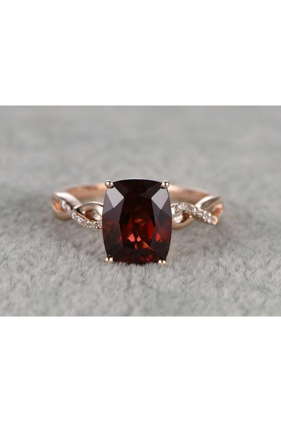 2.75Ct Cushion Cut Lab Created Red Garnet Solitaire Women's Ring 14K Rose Gold Plated Silver