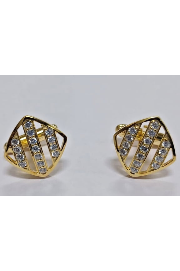 2.20Ct Round Cut Lab-Created Diamond Men's Cufflink in 14K Yellow Gold Plated