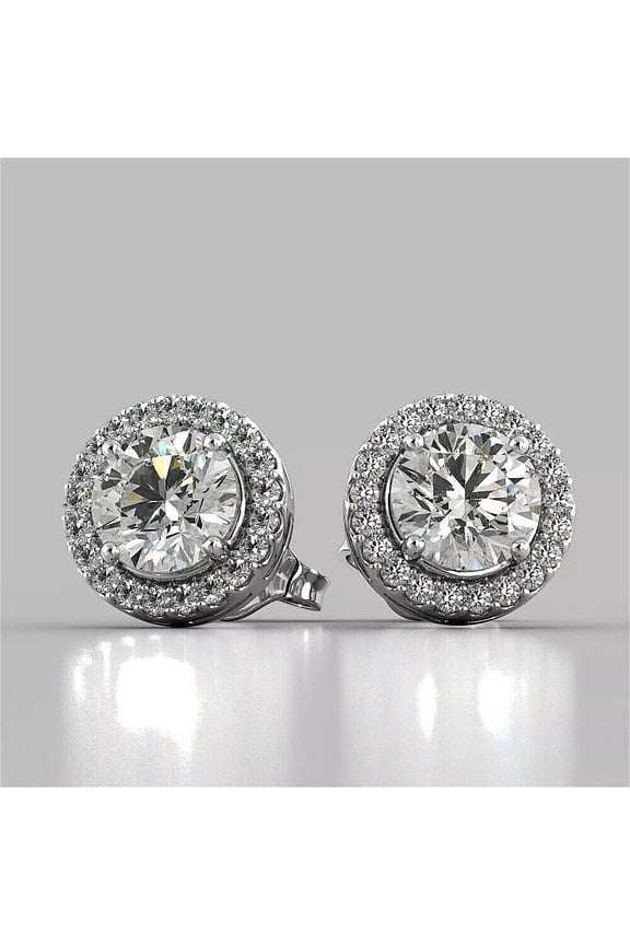 2.20Ct Round Cut Lab Created Diamond Women's Stud Earrings 14K White Gold Plated