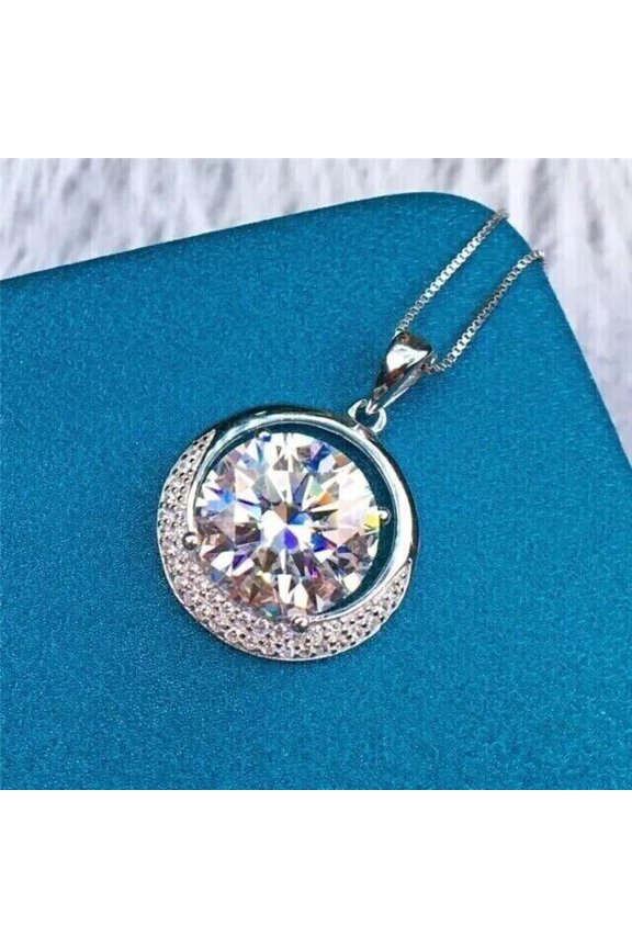 2.20Ct Round Cut Lab Created Diamond Women's Wedding Stunning Fancy Pendant 14K White Gold Plated 18"