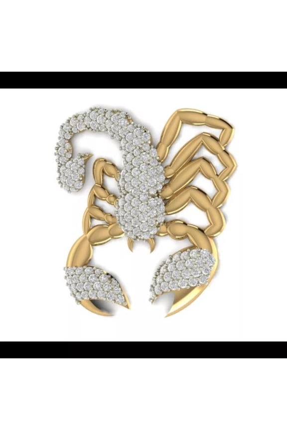 2.20Ct Round Cut Real Moissanite Men's Scorpion Pendant 14K Yellow Gold Plated