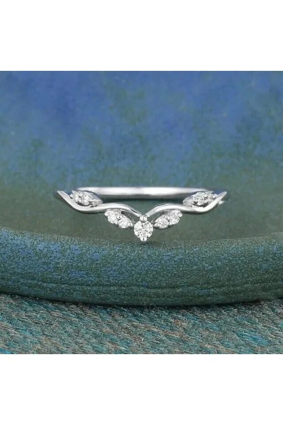 2.20Ct Round Cut Simulated Diamond Engagement Band Ring In 14k White Gold Plated