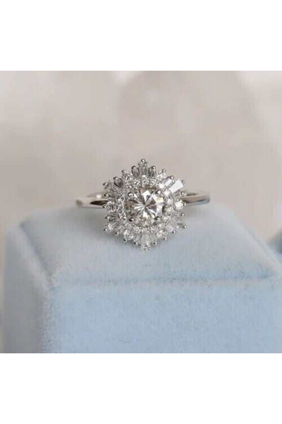 2.20Ct Round Cut Simulated Simulated Diamond Women's Engagement Ring 14K White Gold Plated