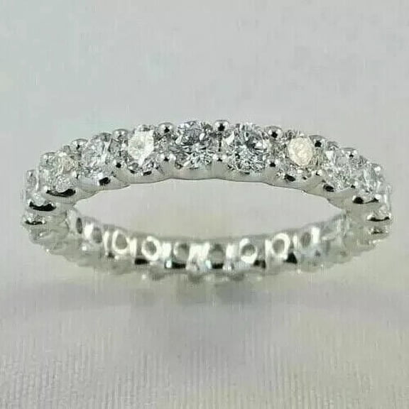 2.20Ct Round Lab Created Diamond Eternity Wedding Band Ring 14K White Gold Plated