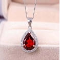 thumbnail image 1 of 2.20Ct Simulated Pear Cut Red Garnet Women's Gift Teardrop Pendant Chain 14K White Gold Plated 18"inch, 1 of 3