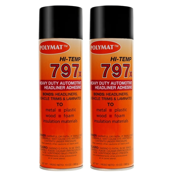 2: 20oz Can (13oz net) Polymat 797 Hi-Temp Spray Glue Adhesive: Industrial Grade High Temperature Glue, Heat and Water Resistant Spray Adhesive for Automotive Headliner, Marine Upholstery Glue