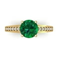 thumbnail image 1 of Solitaire with Accents Engagement Ring for Women - 2.21ct Simulated Emerald in 14K Yellow Gold Promise Ring, 1 of 6