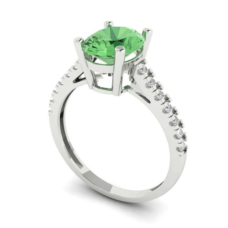 じゅんびー ぐりーん 925 Sterling Silver Faceted Natural Green Peridot Ring