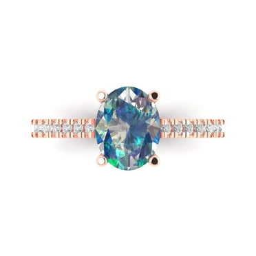 Solitaire with Accents Engagement Ring for Women - 2.21ct Blue Moissanite in 18K Rose Gold Promise Ring