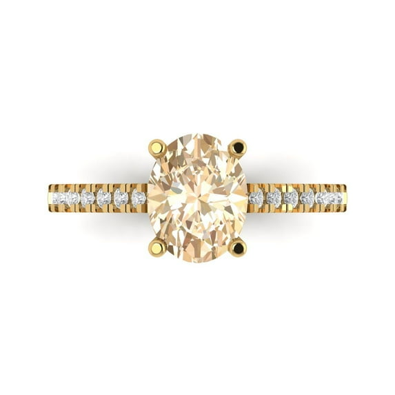Solitaire with Accents Engagement Ring for Women - 2.21ct Natural Morganite in 14K Yellow Gold Promise Ring