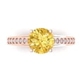 thumbnail image 1 of Solitaire with Accents Engagement Ring for Women - 2.21ct Simulated Yellow Diamond in 14K Rose Gold Promise Ring, 1 of 6