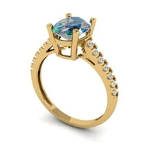 2.21 ct Oval Cut Blue Moissanite Solitaire with Accents Engagement Ring for Women in 18K Yellow Gold