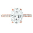 thumbnail image 1 of 2.21 ct Oval Cut Genuine Cultured Diamond VS1-VS2 I-J 14K Rose Gold Promise Wedding Statement Engagement Designer Ring W/ Crystal side stones size 8, 1 of 6