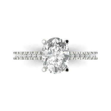 2.21 ct Oval Cut Moissanite Solitaire with Accents Engagement Ring for Women in 14K White Gold