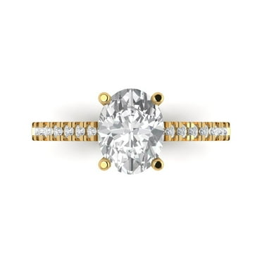 2.21 ct Oval Cut Moissanite Solitaire with Accents Engagement Ring for Women in 14K Yellow Gold