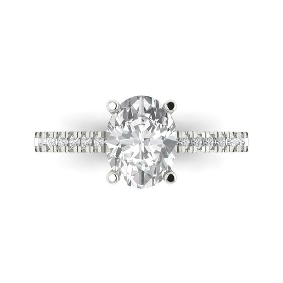 2.21 ct Oval Cut Moissanite Solitaire with Accents Engagement Ring for Women in 18K White Gold