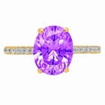thumbnail image 1 of 2.21 ct Oval Cut Natural Amethyst Solitaire with Simulated Diamond Accents 14K Yellow Gold Womens Engagement Ring, 1 of 4