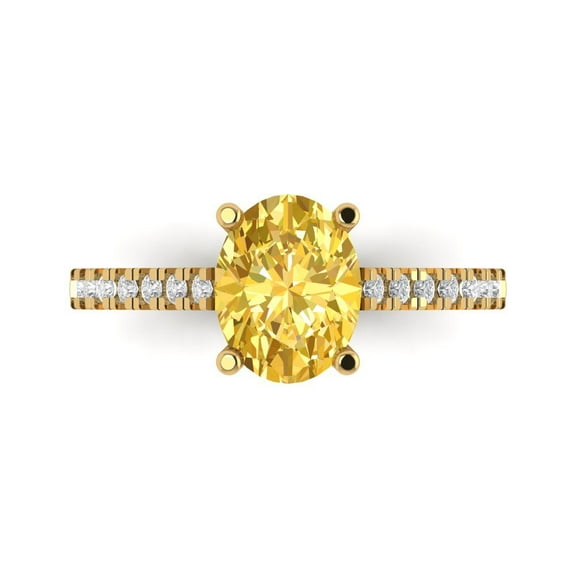 2.21 ct Oval Cut Natural Citrine Solitaire with Accents Engagement Ring for Women in 14K Yellow Gold