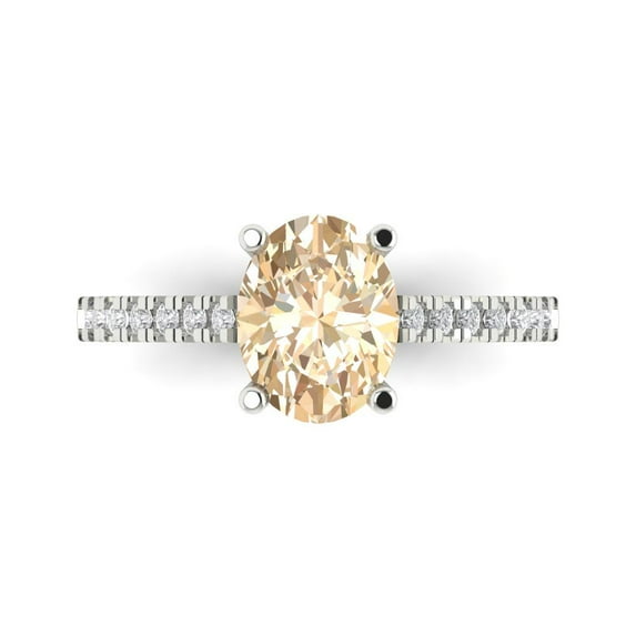 Clara Pucci 14K White Gold 2.21ct Morganite Solitaire with Accents Ring