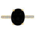 thumbnail image 1 of 2.21 ct Oval Cut Natural Onyx Solitaire with Simulated Diamond Accents 18K Yellow Gold Womens Engagement Ring, 1 of 6