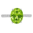thumbnail image 1 of 2.21 ct Oval Cut Natural Peridot Solitaire with Simulated Diamond Accents 14K White Gold Womens Engagement Ring, 1 of 6