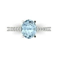 thumbnail image 1 of 2.21 ct Oval Cut Natural Swiss Blue Topaz Solitaire with Simulated Diamond Accents 14K White Gold Womens Engagement Ring, 1 of 5