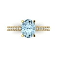 thumbnail image 1 of 2.21 ct Oval Cut Natural Swiss Blue Topaz Solitaire with Simulated Diamond Accents 14K Yellow Gold Womens Engagement Ring, 1 of 5